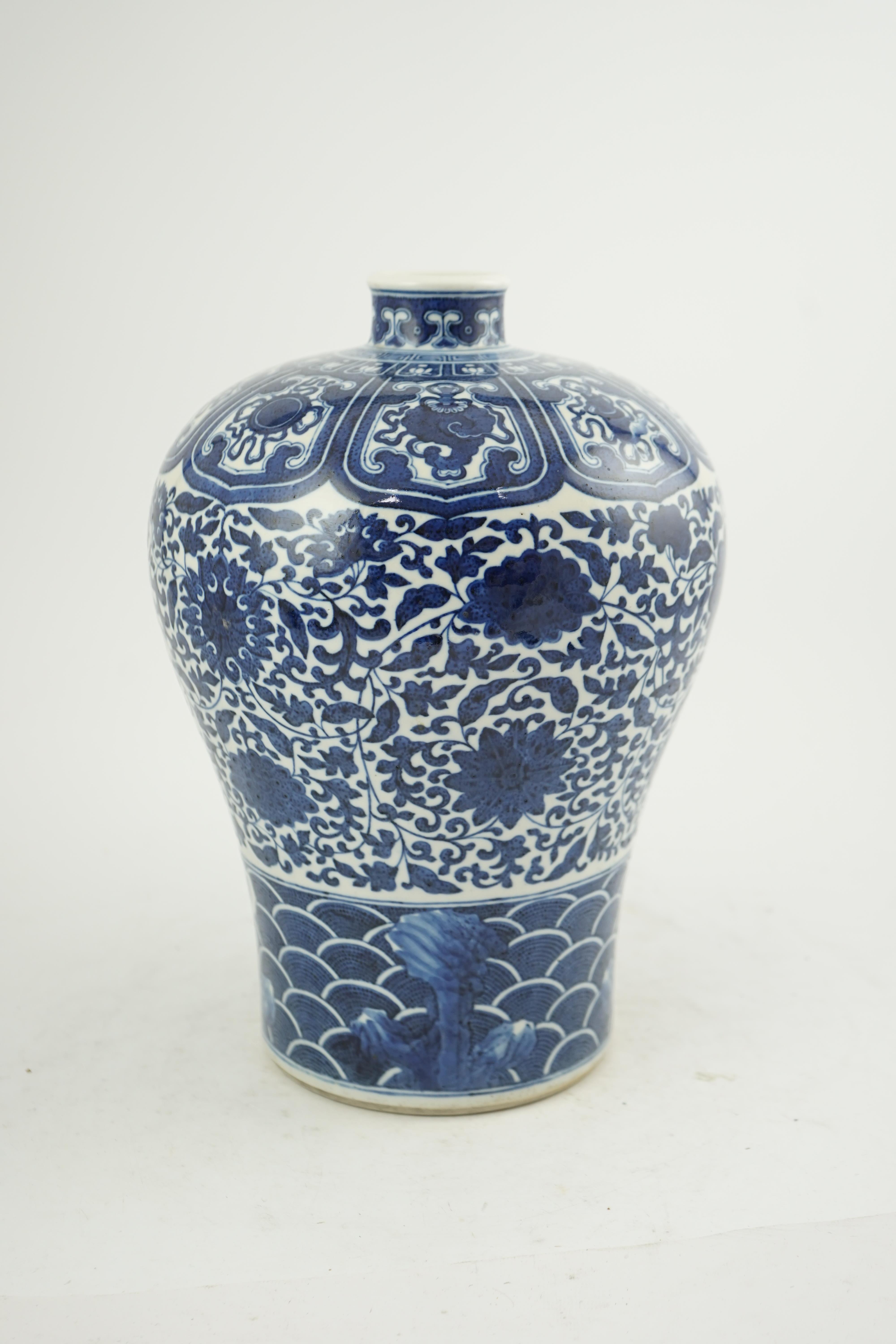 A Chinese blue and white meiping, Qianlong mark, early 20th century